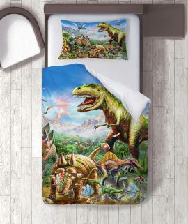Dinozorlu Tek Kişilik Nevresim Takımı