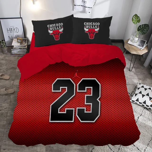 23 Numaralı Kırmızı Basketbol Forması Desenli Çift Kişilik Nevresim Takımı