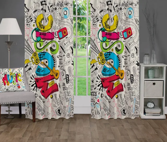 Renkli Müzik Grafitili Fon Perde