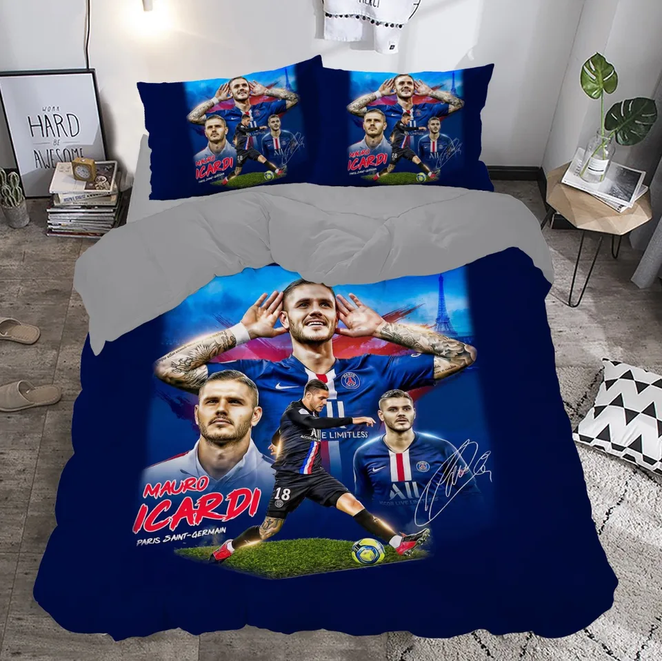 Lacivert Formalı Futbolcu Temalı Çift Kişilik Nevresim Takımı