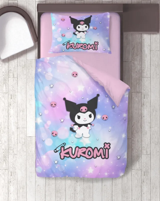 Kara Kukuletalı Sevimli Tavşan Temalı Pastel Işıltılı Tek Kişilik Nevresim Takımı
