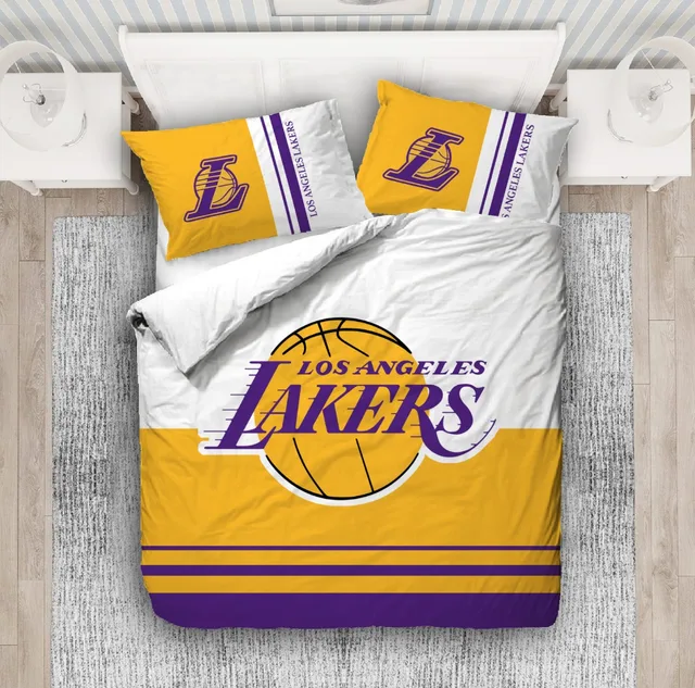 Sarı Mor Basketbol Takımı Logolu Çift Kişilik Nevresim Takımı