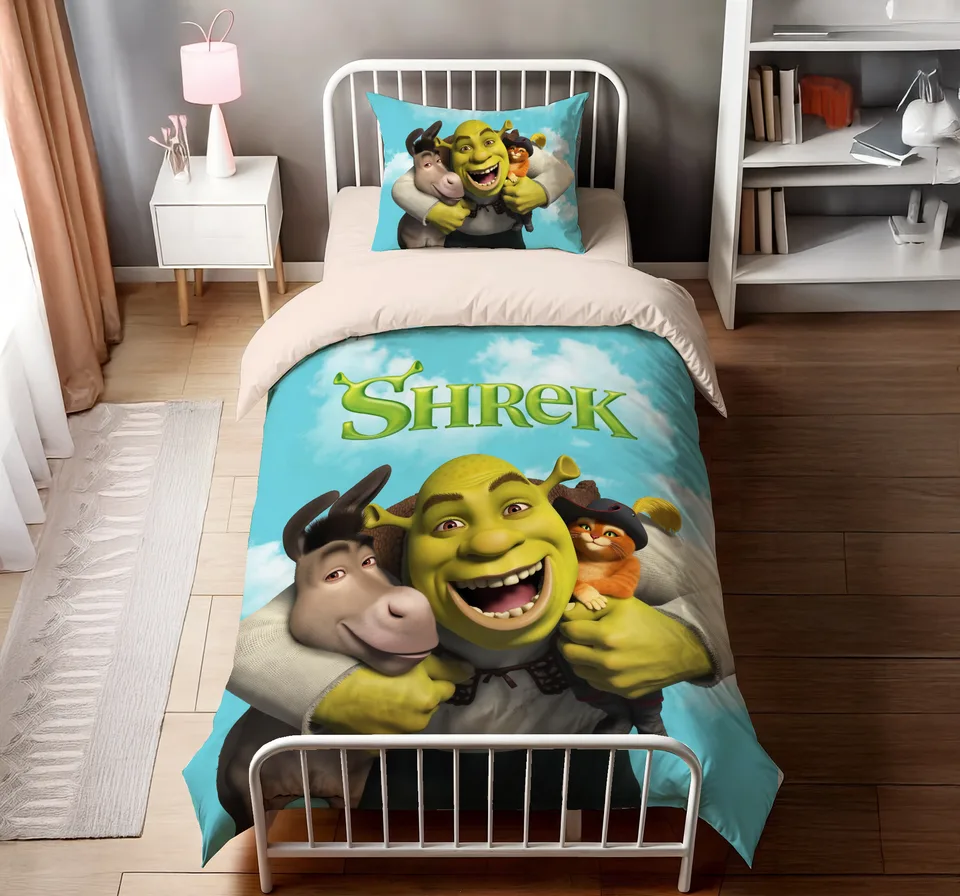 Yeşil Bataklık Devi ve Dostları Temalı Tek Kişilik Nevresim Takımı