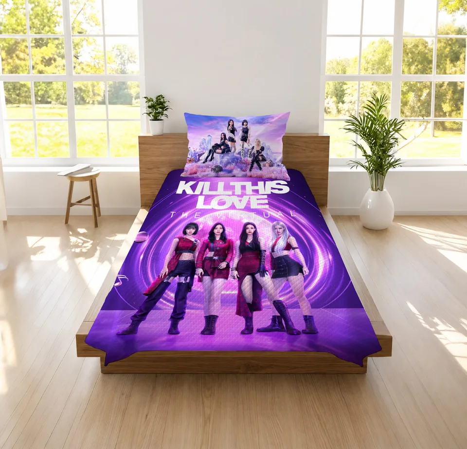 K-Pop Kız Grubu Temalı Mor Neon Tek Kişilik Pike Takımı