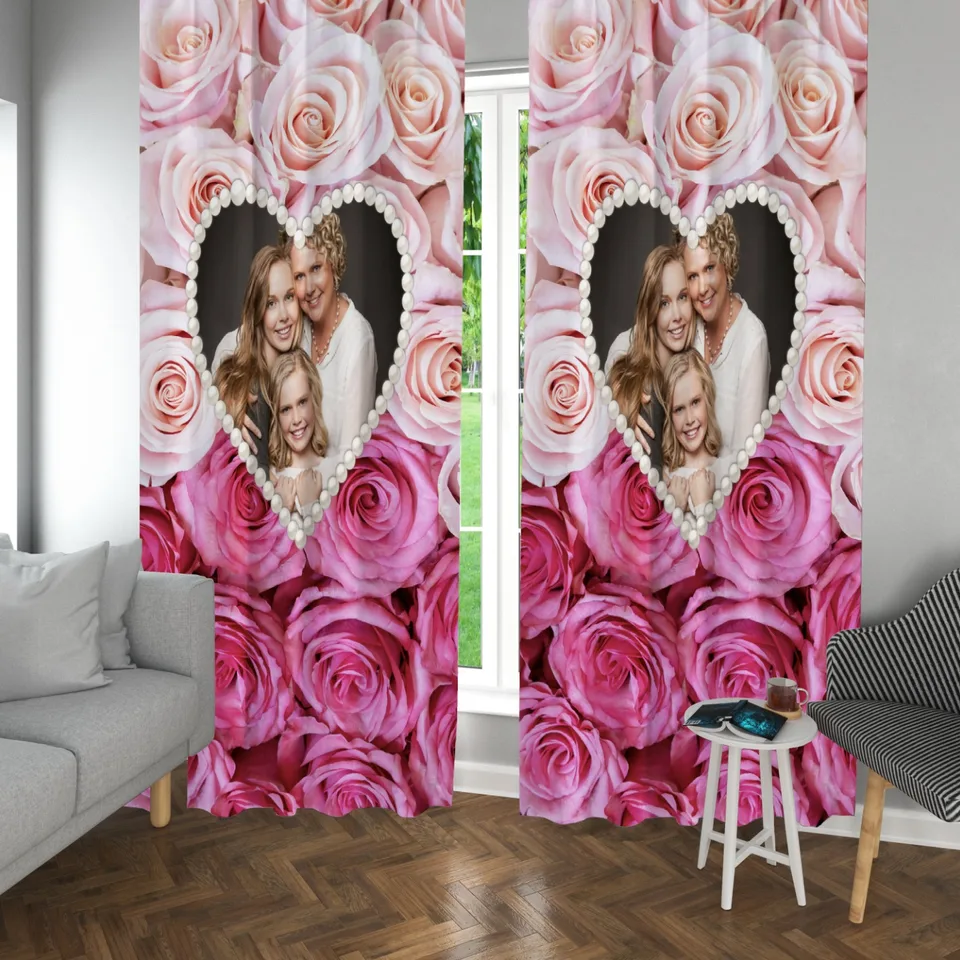 Pembe Güller Temalı Fon Perde