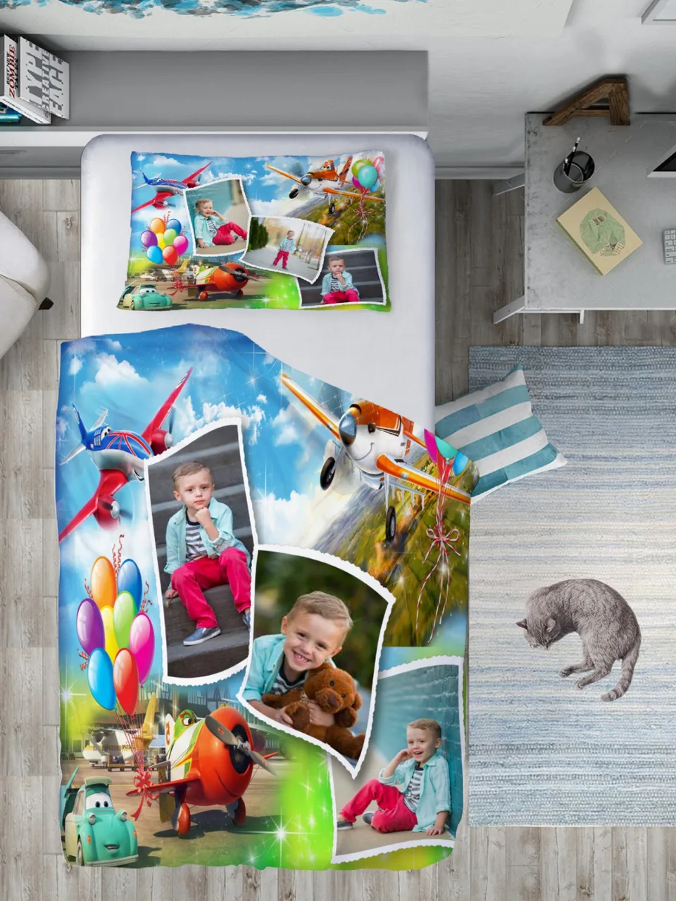 Uçaklar ve Balonlar Tek Kişilik Nevresim Takımı