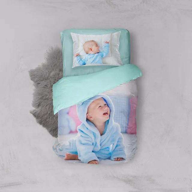 Mint Yeşili Tam Baskı Tek Kişilik Nevresim Takımı