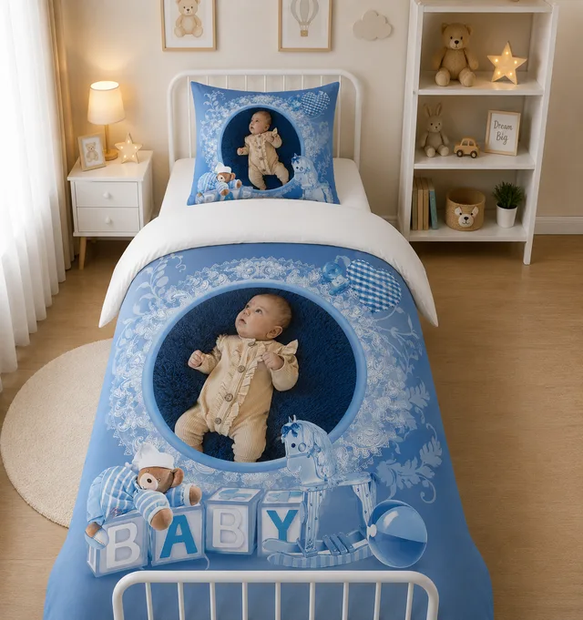 Mavi Bulutlu Baby Küplü Bebek Nevresim Takımı