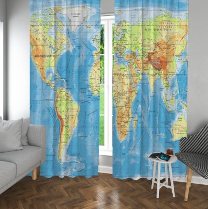 DÜNYA HATİTASI TEMALI  FON PERDE