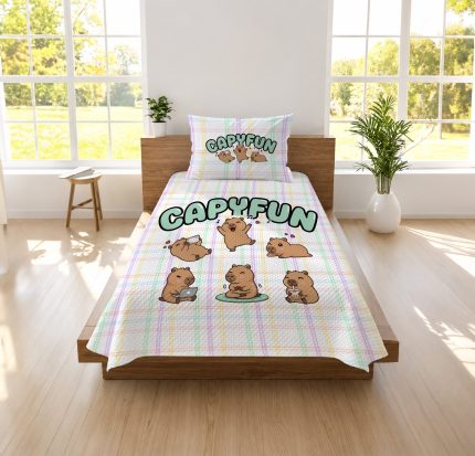 capybara temalı  TEK KİŞİLİK PİKE  TAKIMI