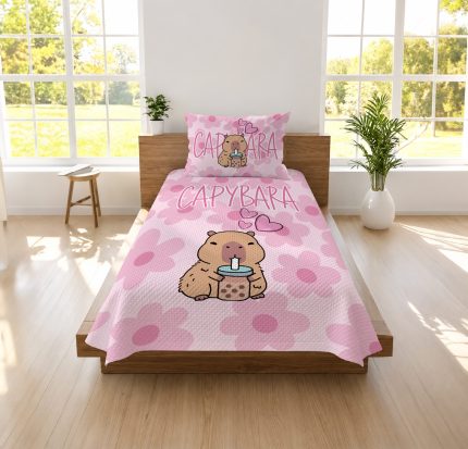 capybara temalı TEK KİŞİLİK PİKE  TAKIMI