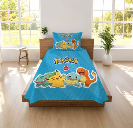 POKEMON PİKAÇU TEMALI  TEK KİŞİLİK PİKE  TAKIMI